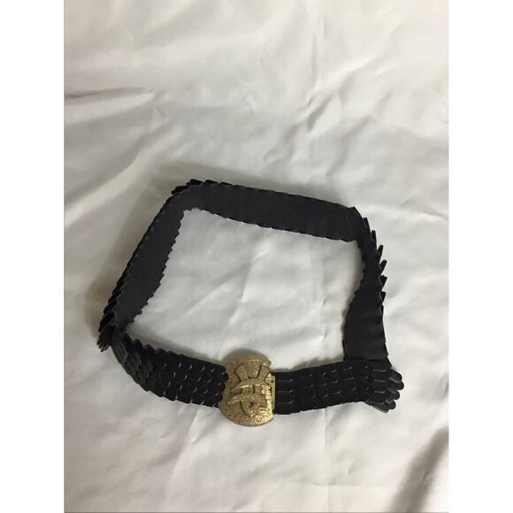 Vintage Belt Black Disco Belt Fish Scale belt with gold Buckle - Picture 3 of 8